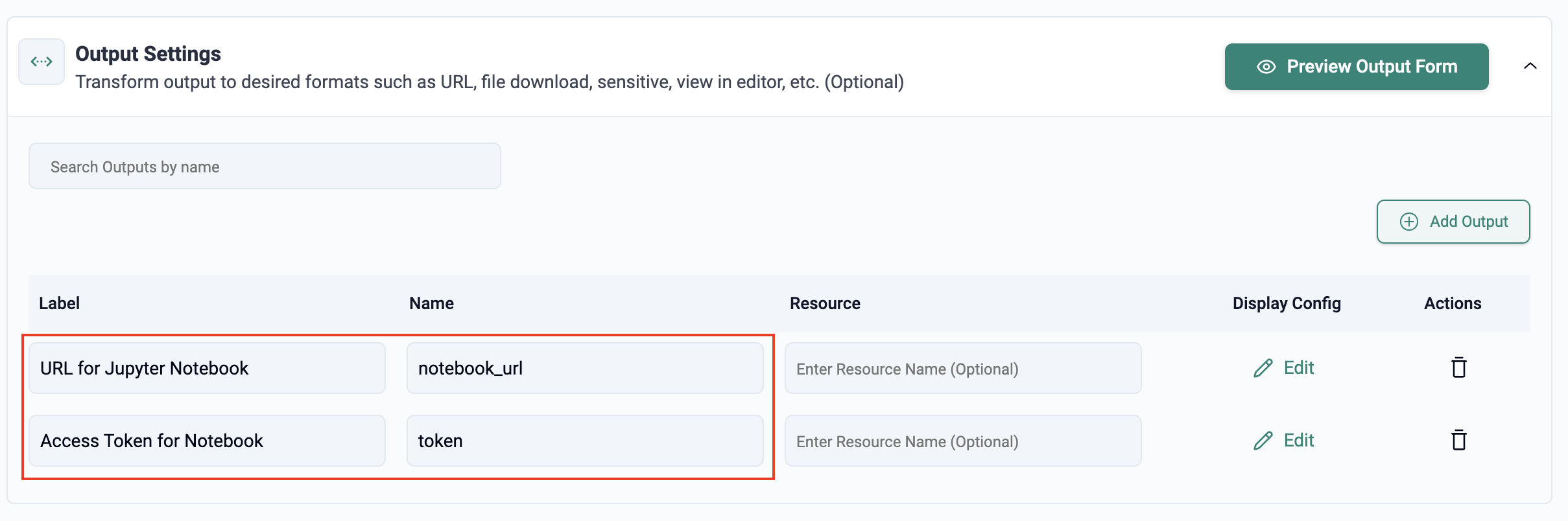 Output Settings