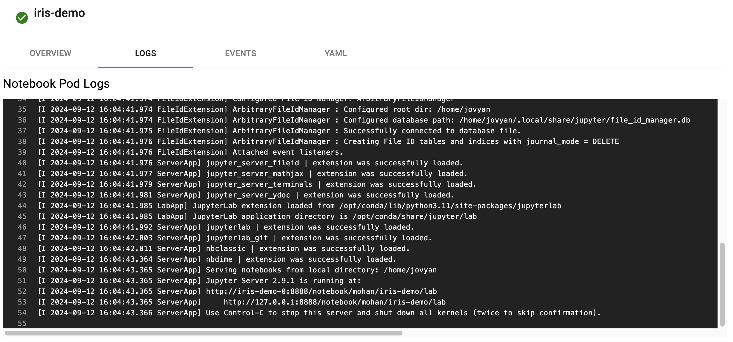 Notebook Troubleshooting Logs