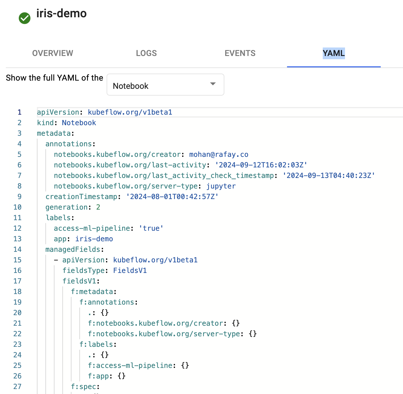 Notebook Troubleshooting YAML