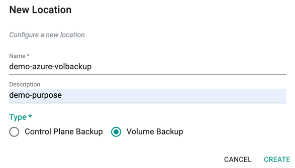 Configure Volume Backup Location
