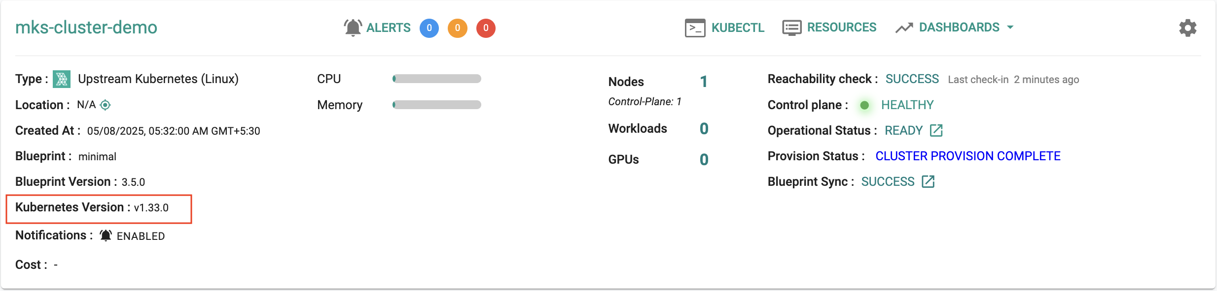 New Cluster based on K8S 1.33