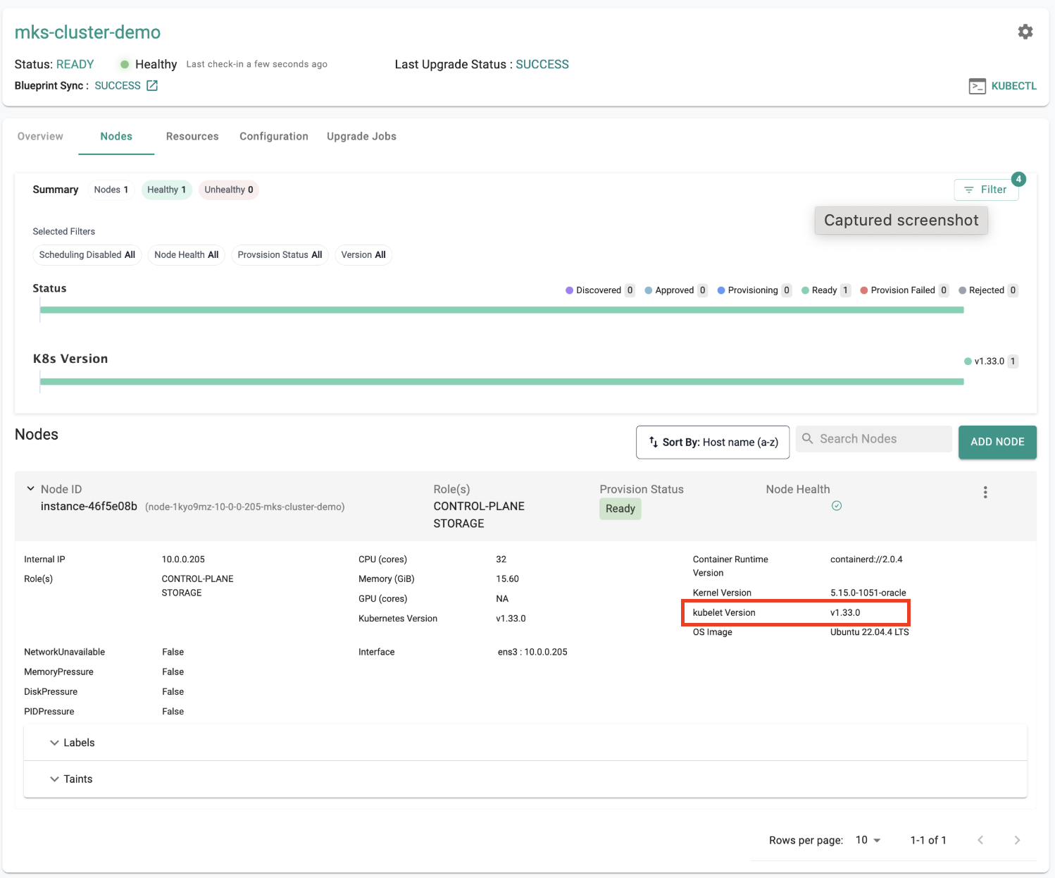 New Cluster Node based on K8S 1.33