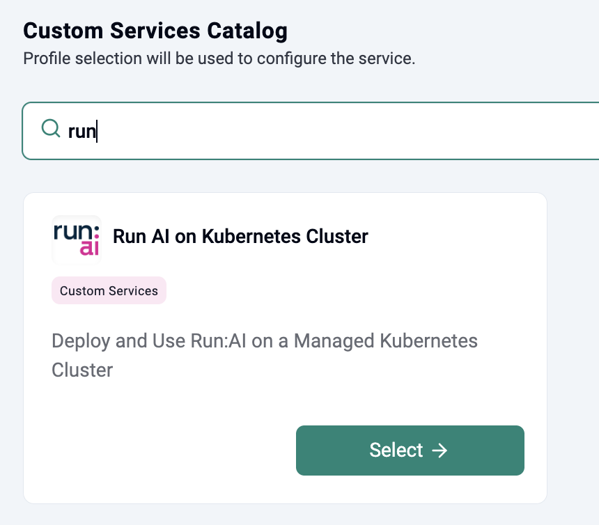 Run:AI via Self Service