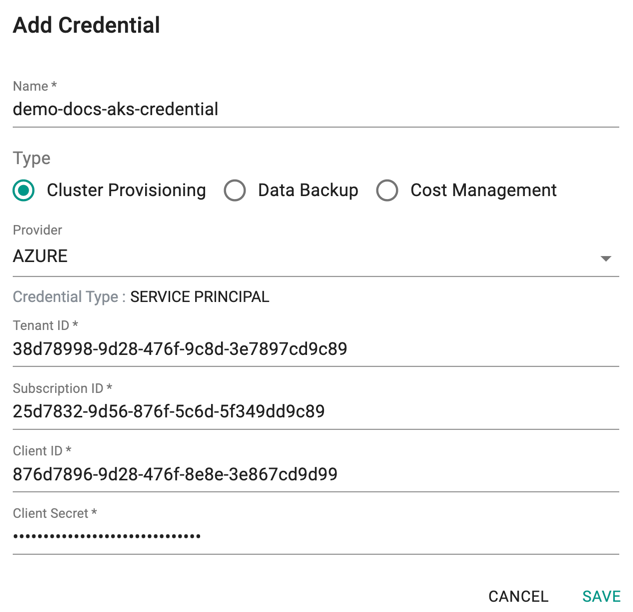 New Cloud Credential