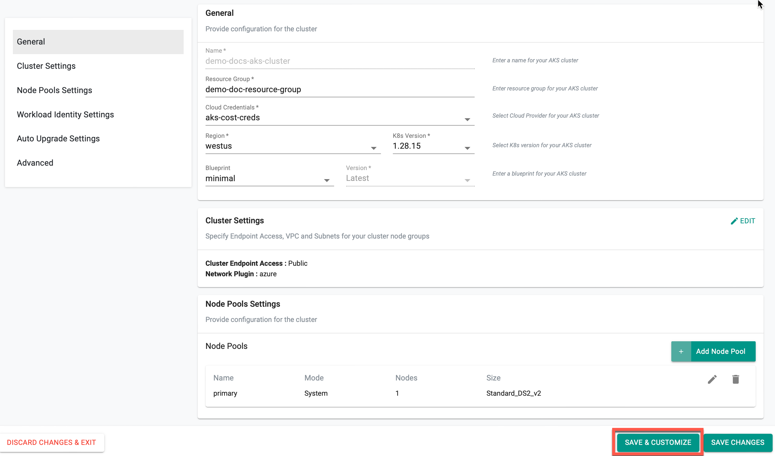 Customize Cluster