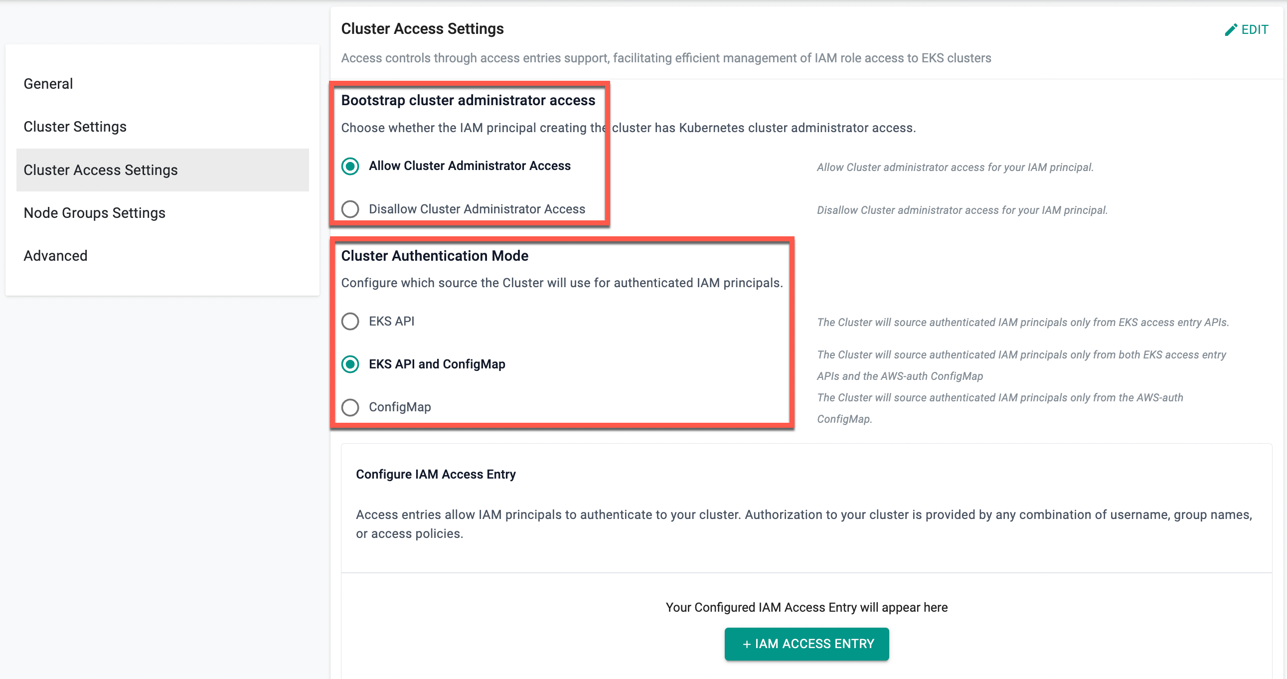 EKS Node Groups Settings