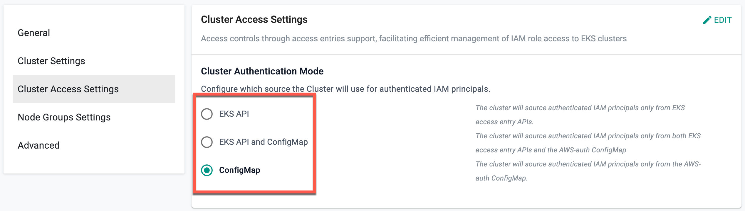 EKS Node Groups Settings