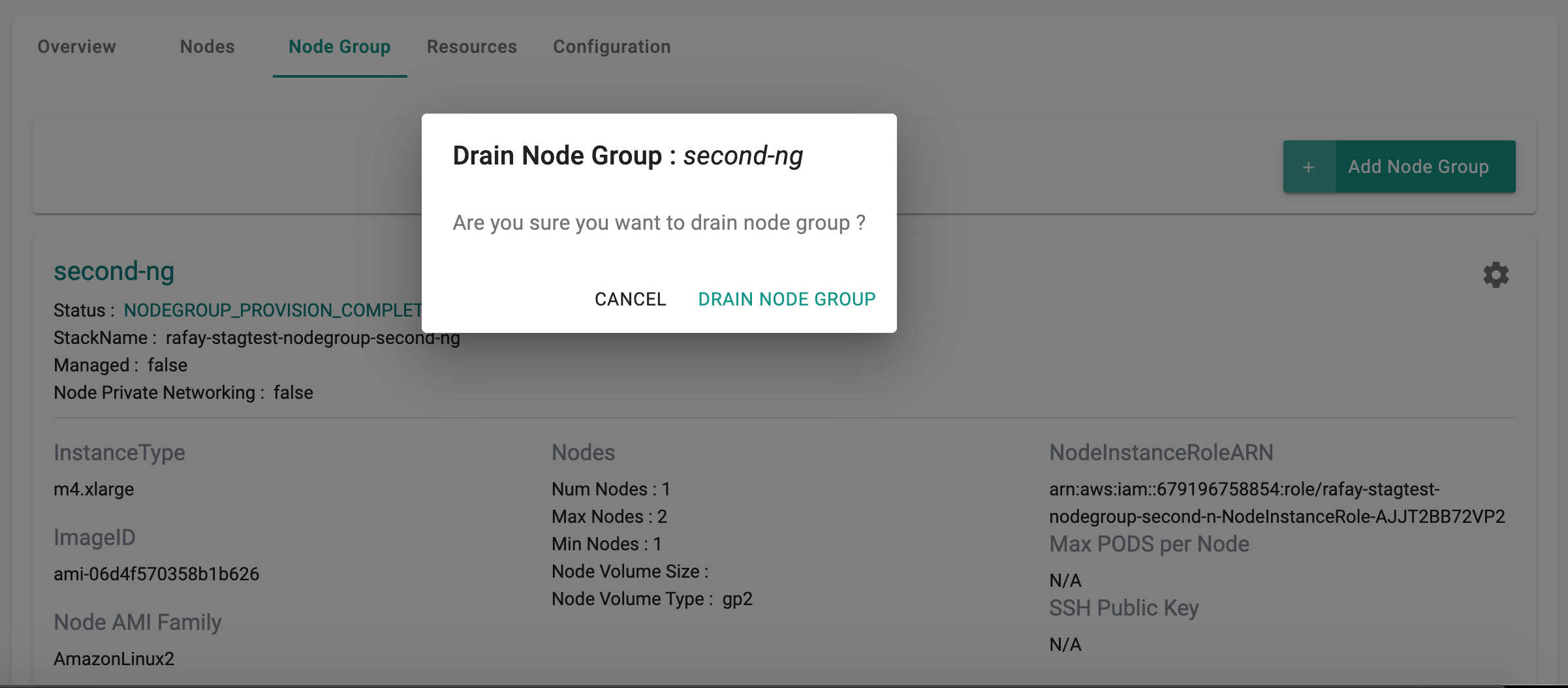 Drain Nodegroup Prompt