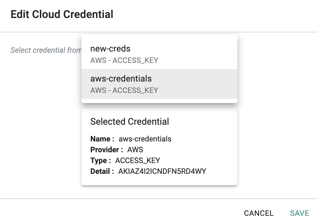 Swap Cloud Credential
