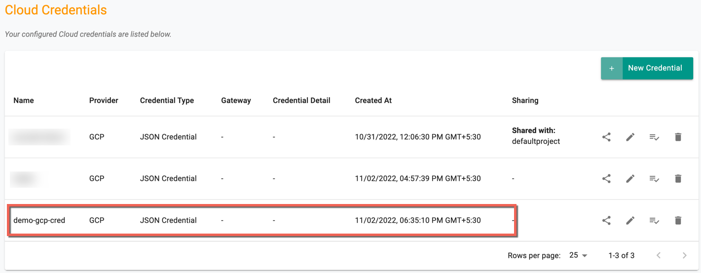 Create Cloud Credential