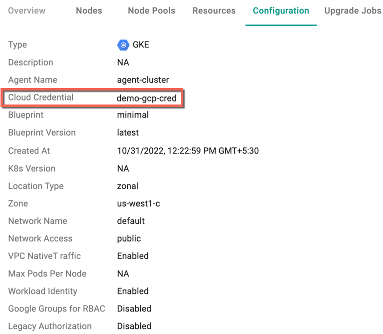 View Cloud Credential