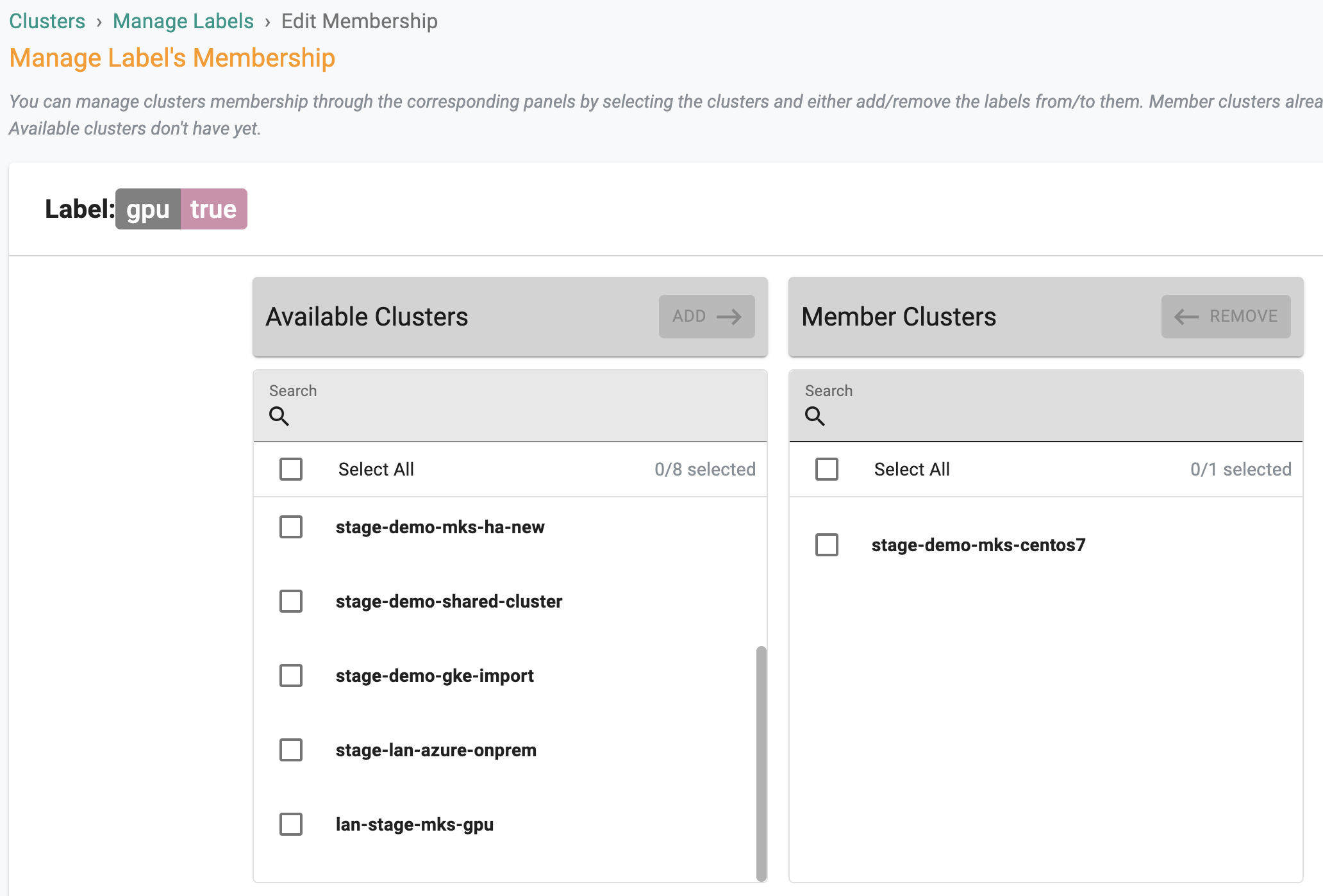 Manage Labels