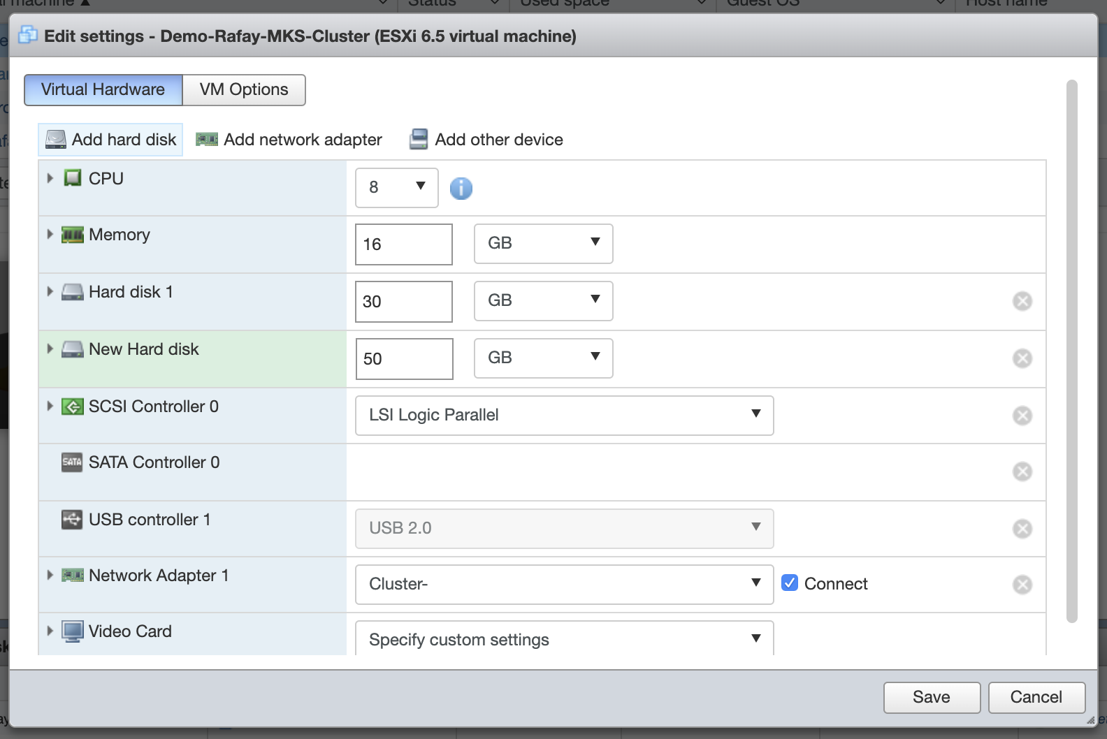 Change VM Settings