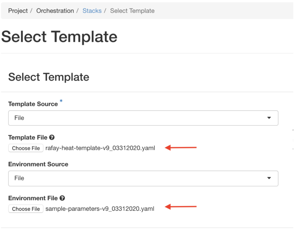 Select OpenStack Template