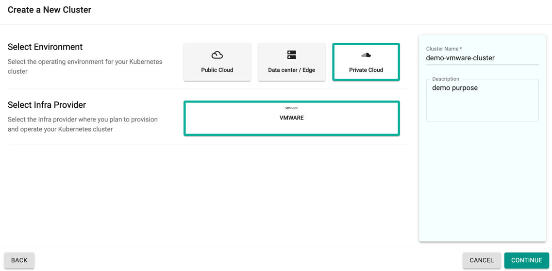 Create VMware Cluster