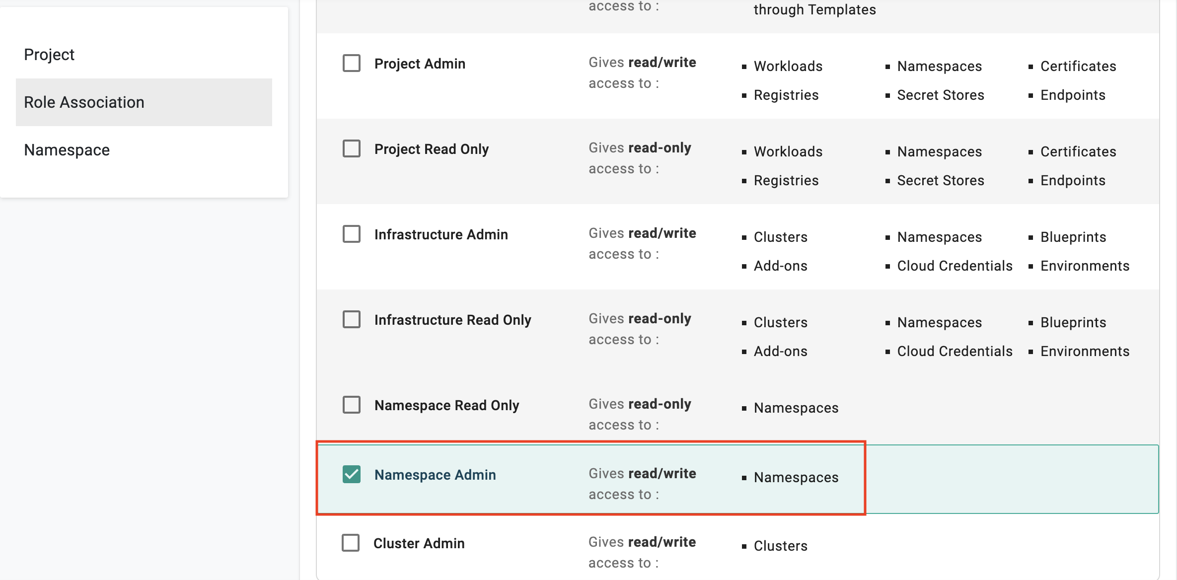 Namespace RBAC