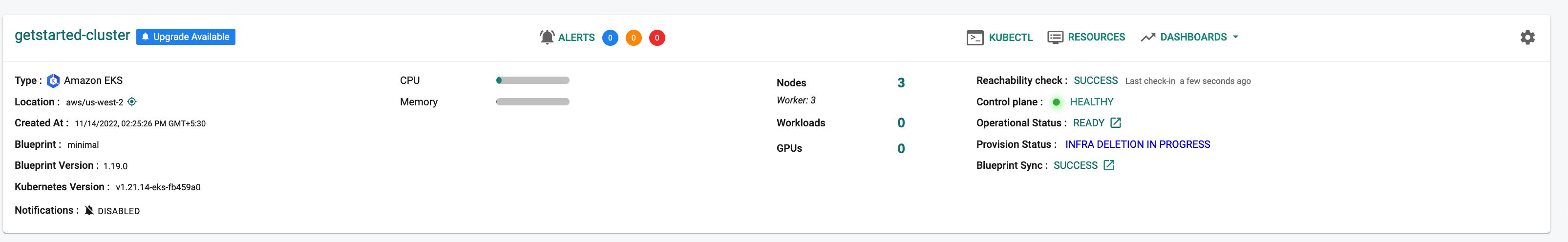 Cluster Deletion in Progress