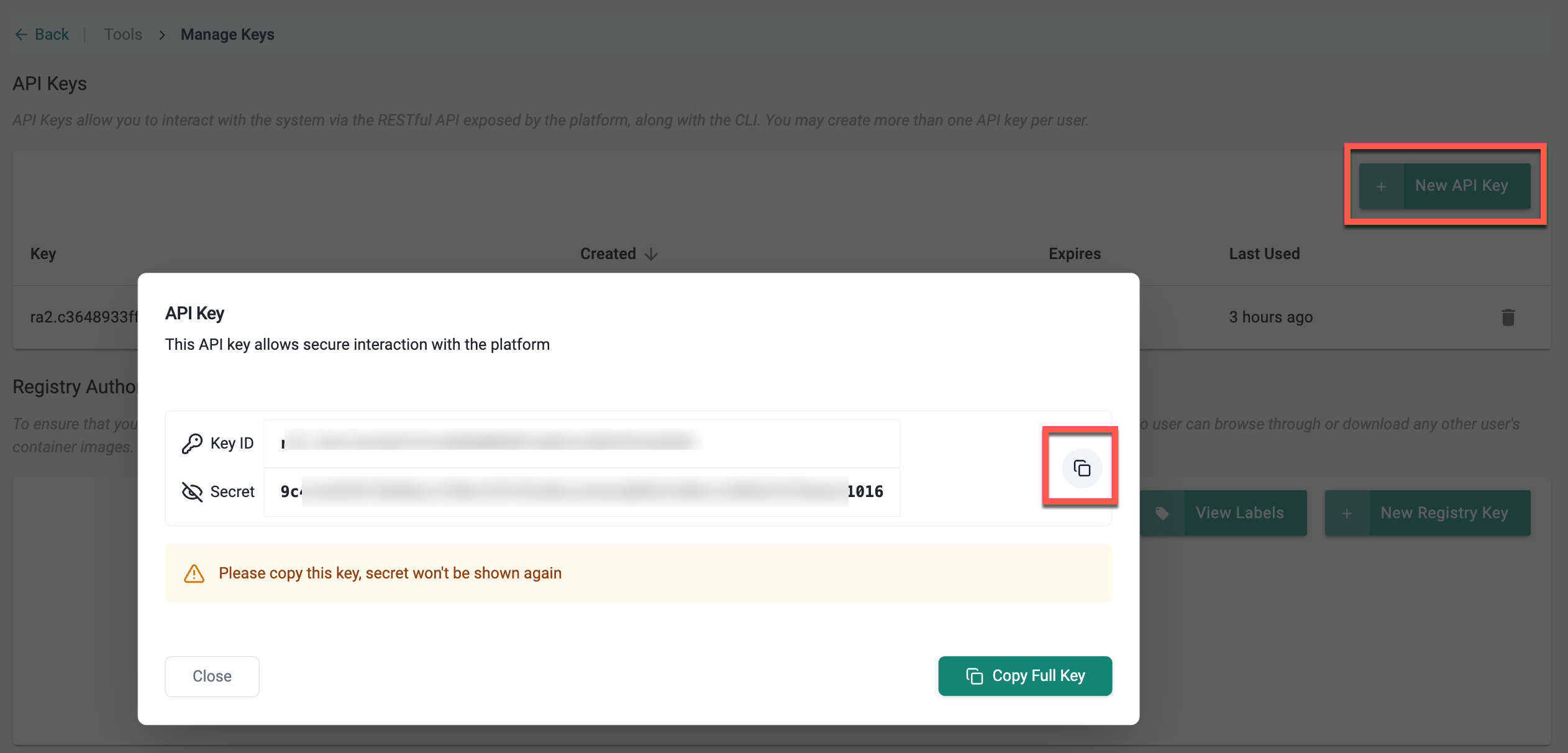 API and Registry Keys