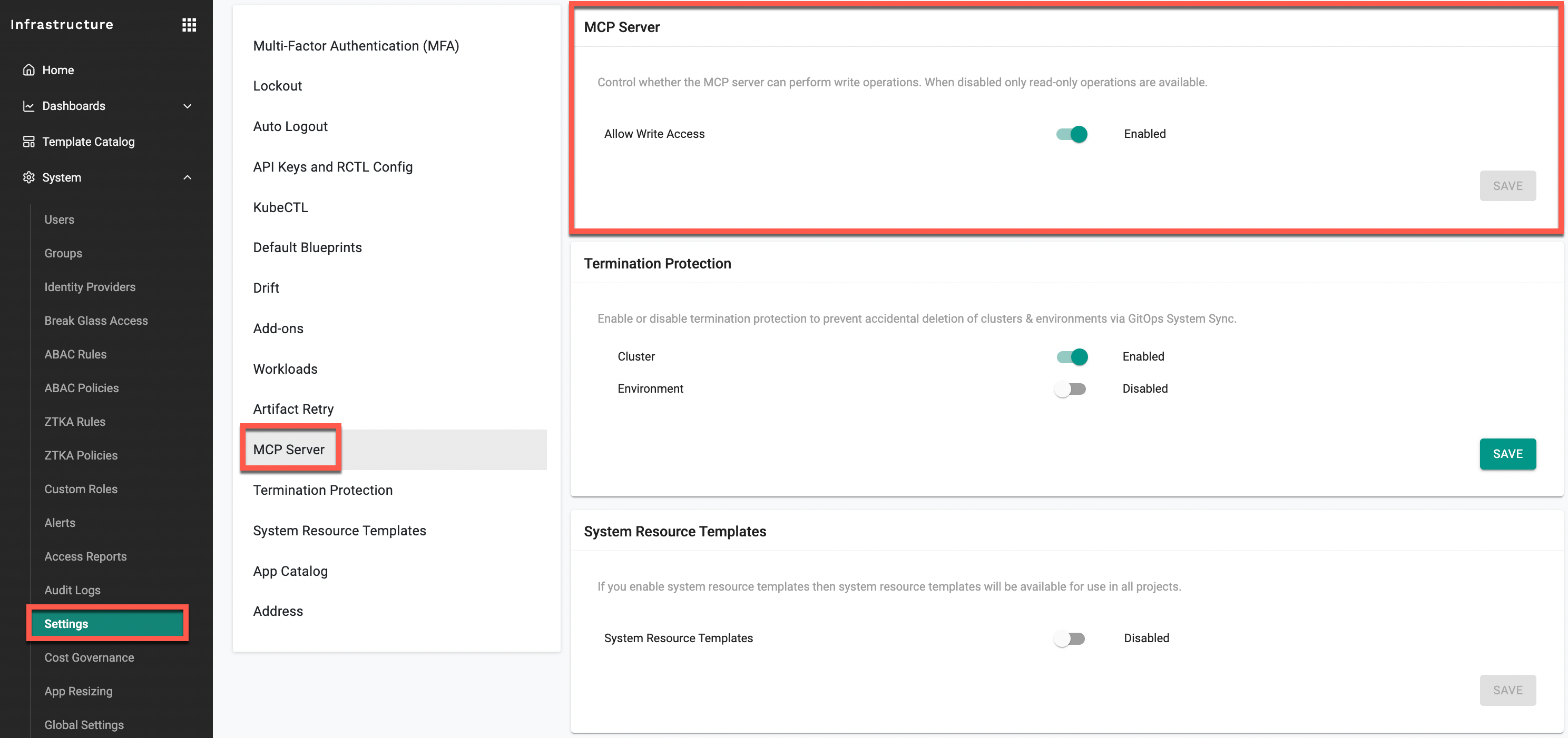 MCP Write Access Setting