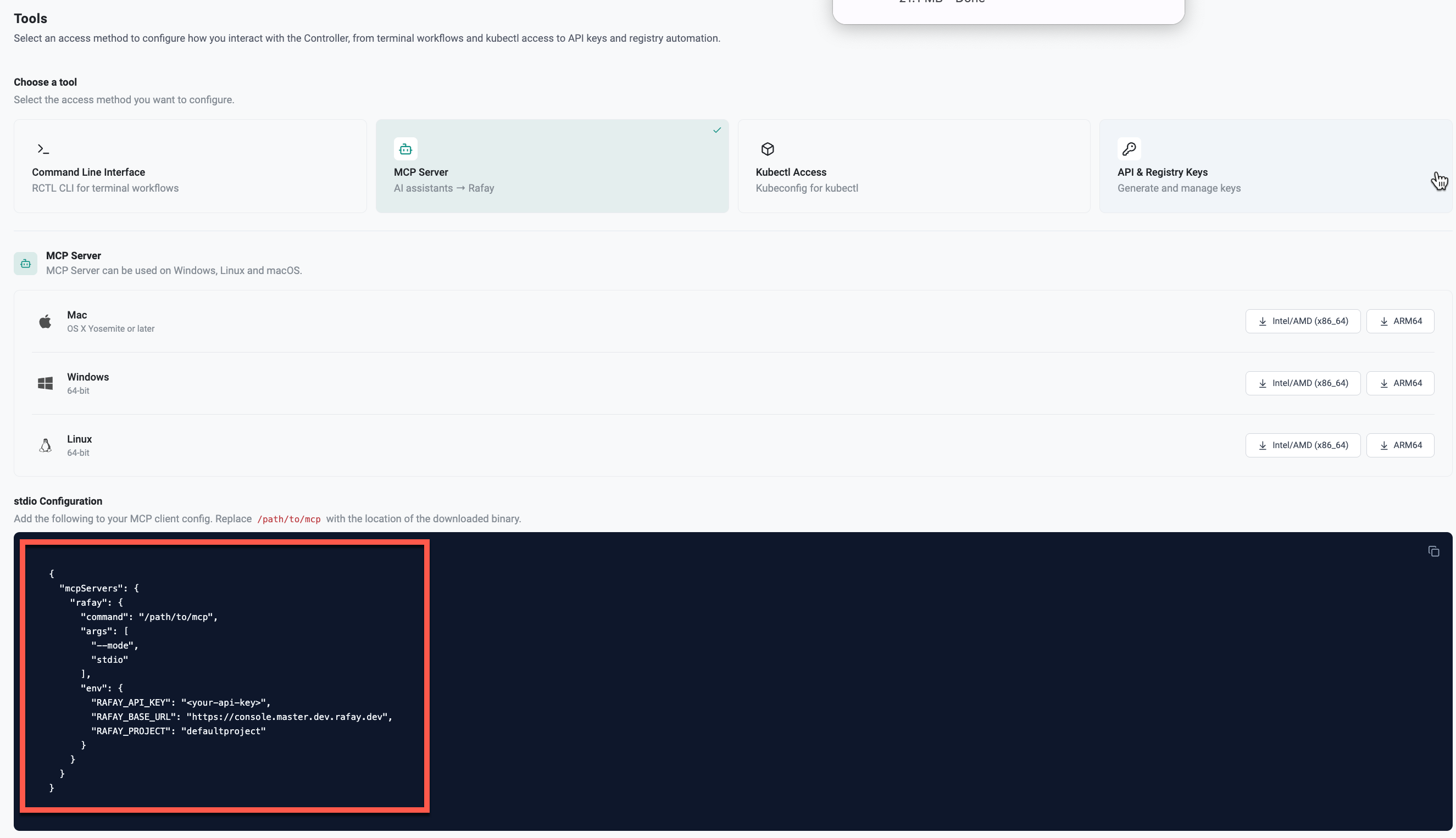stdio Configuration Snippet