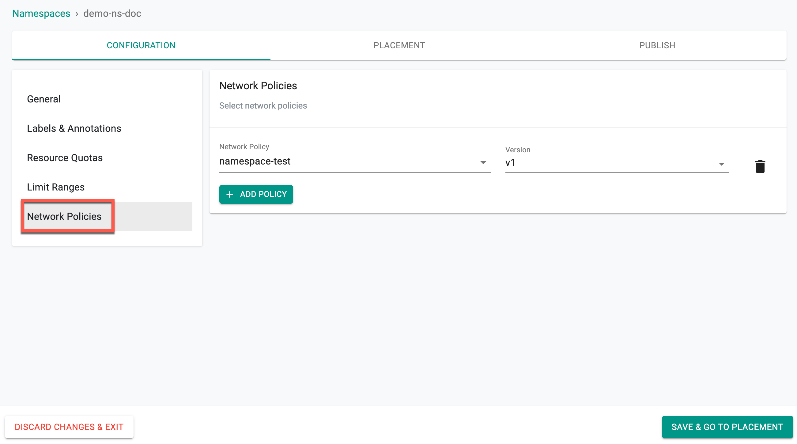 Namespace Resource Quota
