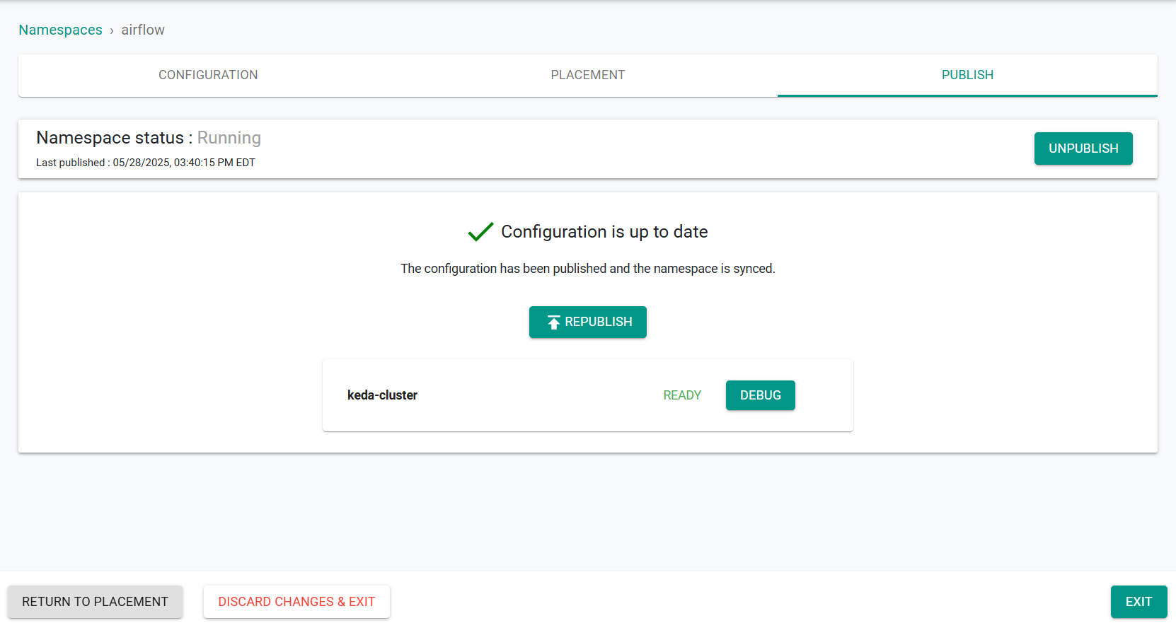 Create namespace