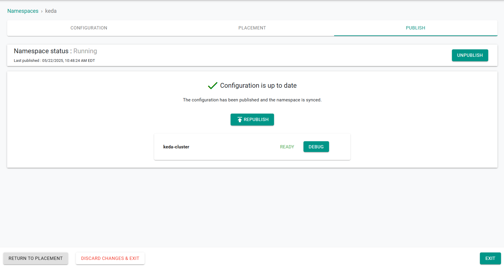 Create namespace