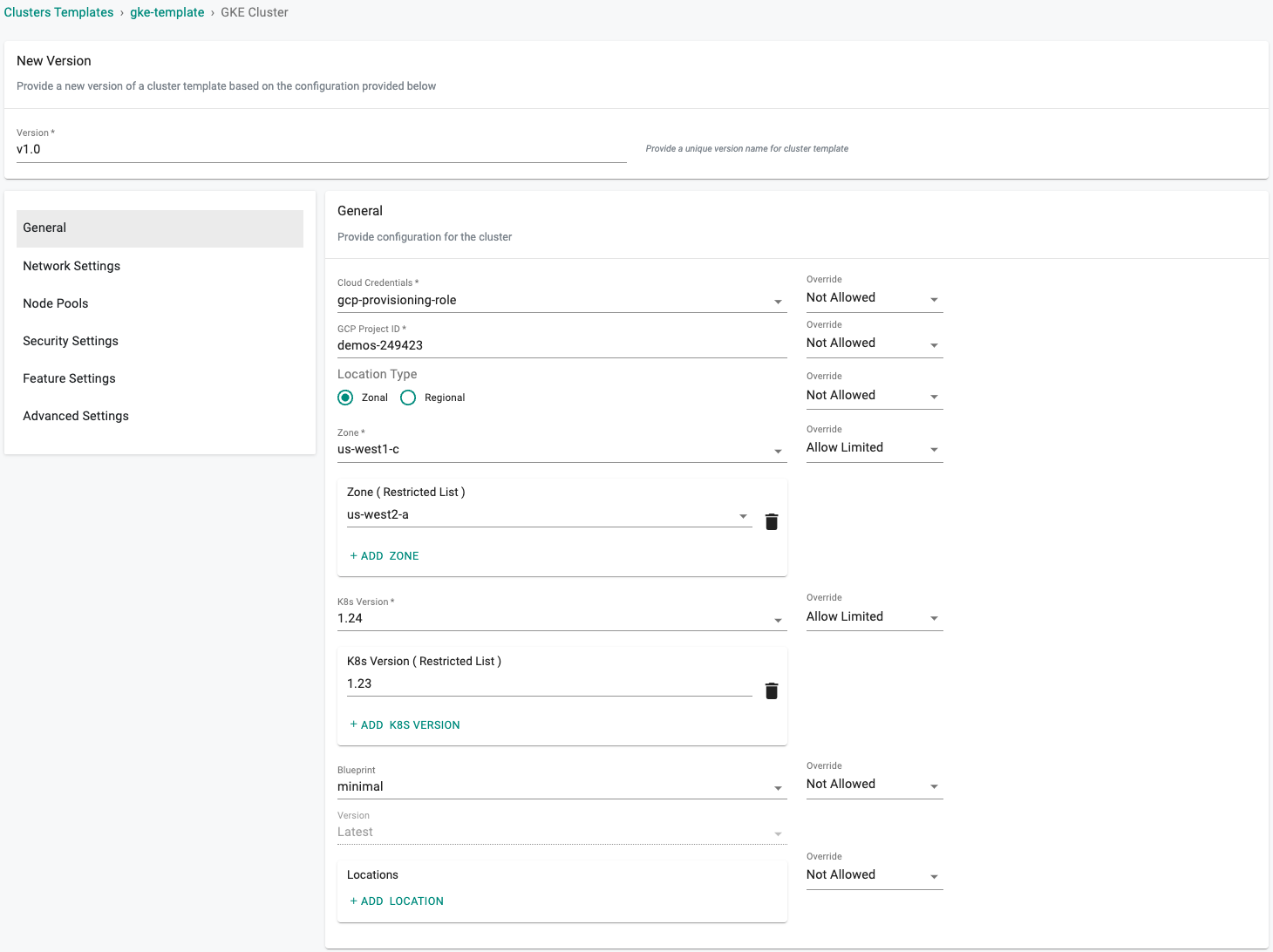 Cluster Templates for GKE