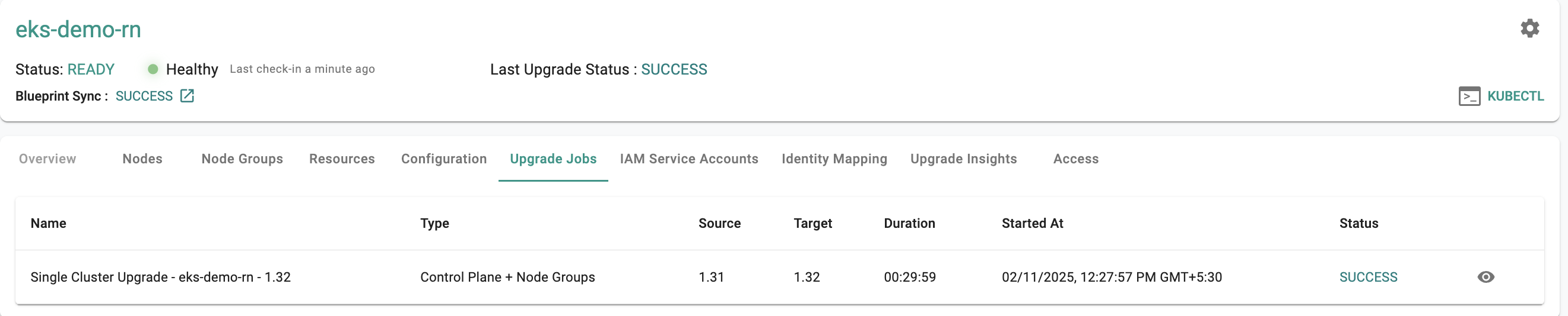 Cluster Successfully Upgraded