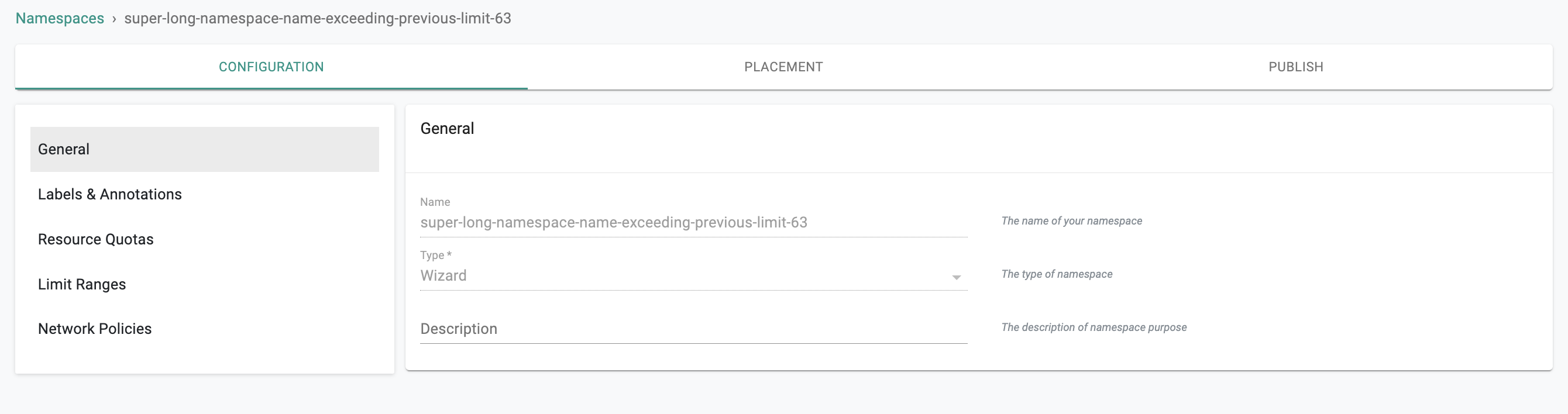 Namespace Creation Success