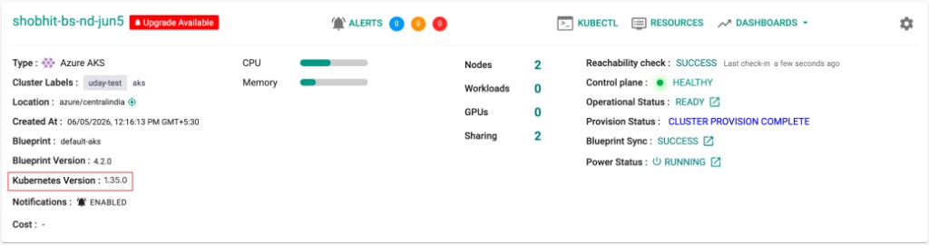 AKS Kubernetes v1.35
