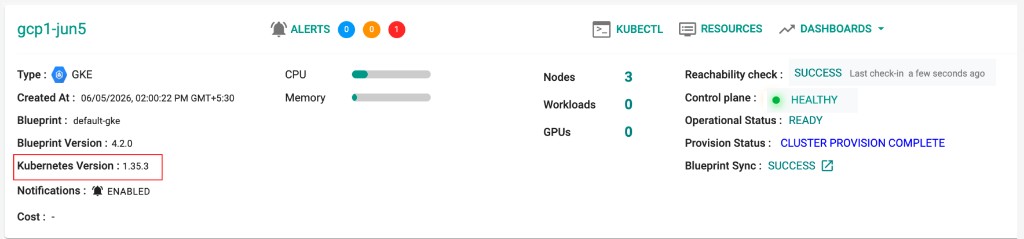 GKE Kubernetes v1.35