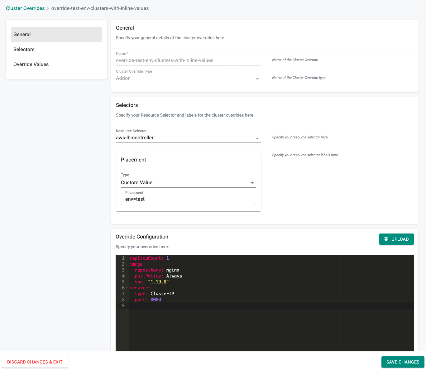 New Override Config