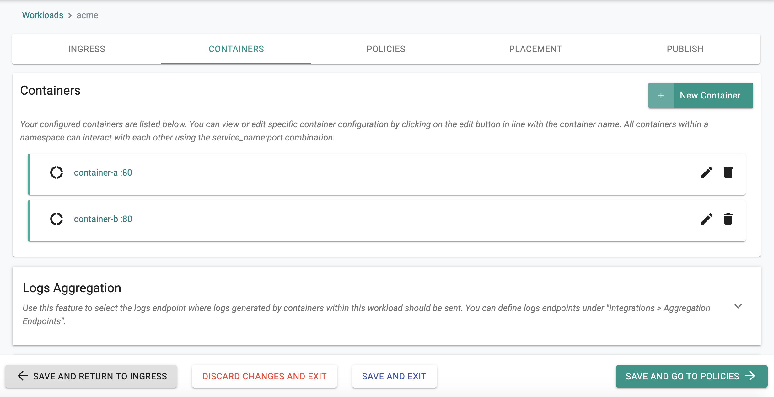 Configure Containers